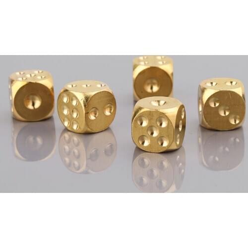 Brass Dices Solid Metal Polyhedral Club Bar Dice Playing Game Tool 15X15X15mm