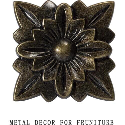 Flower shape furniture metal decorantion plate for legs and door frame etc antique bronze color zinc alloy material decor
