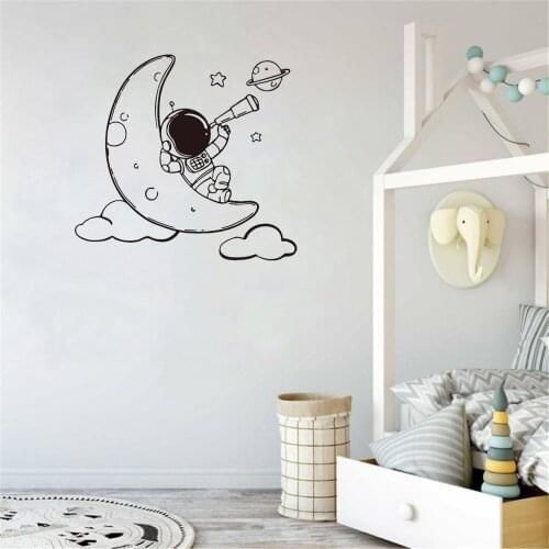 Cute Cartoon Astronaut Wall Decal Astronaut Lying on the Moon Wall Sticker Home Decor For Kids room Vinyl dw11332