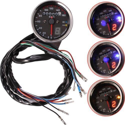 0-160km/h Motorcycle Meter LED digita Indicator Cafe Racer Light Tachometer Odometer Speedometer Gauge Instrument