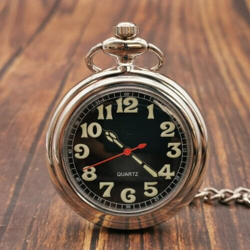 New Arrival Silver Pocket Watches Antique Quartz Fob Watches Delicate Pendant Necklace Gift for men