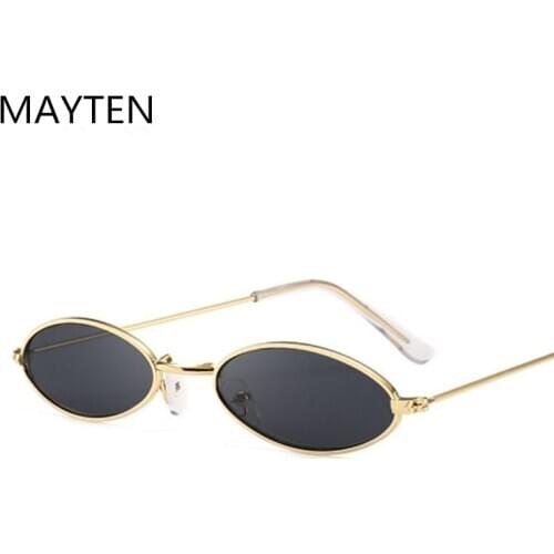 Retro Small Oval Sunglasses Women Vintage Brand Shades Black Red Metal Color Sun Glasses For Female Fashion Designer Lunette