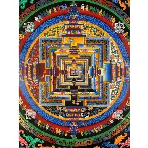 Wholesale Buddhist supplies--60CM --Greco-Buddhist Tibet Buddhism Buddha Thang-ga Mandala print Thangka art on canvas