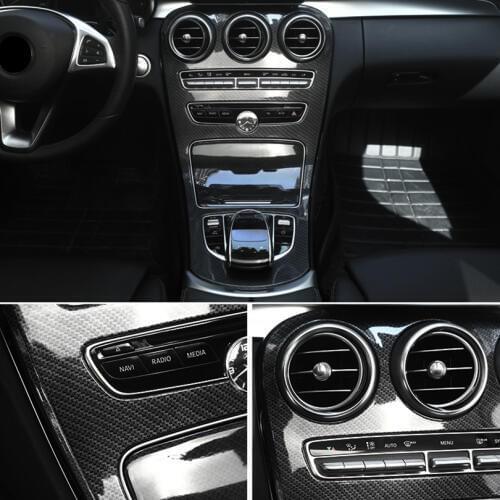 Carbon Fiber Style ABS Center Console Panel Decoration Cover Trim For Mercedes Benz C Class W205 15-18 GLC Class X253 16-19