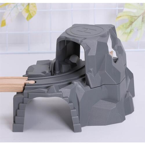 Plastic Grey Double Tunnel Wooden Train Track Accessories For Tunnel Track Train