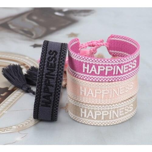 Tassel Woven Bracelets with Wording LOVE Adjustable Handmade Braided Friendship Bracelet For Women Mom Family
