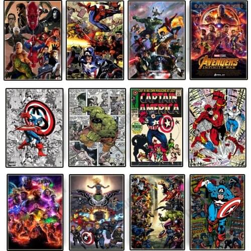 Marvel Avengers Anime Poster Graffiti Wall Art Canvas Painting Print Captain America Infinity War Superhero Picture Home Decor