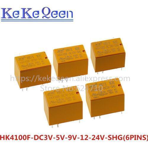 20PCS HK4100F-DC5V-SHG HK4100F-DC9V-SHG HK4100F-DC12V-SHG HK4100F-DC24V-SHG 5V/9V/12V/24V 3A/250V Low Signal Relay 6P/6Pin