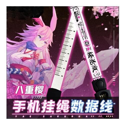 Honkai Impact 3 Yae Sakura Cosplay Portable Mobile Phone Straps Data Line For Iphone Neck Hanging Strap Hang Rope USB cable