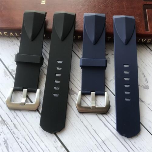 Watch Accessories Waterproof Rubber Strap Fits Admiral for corum Cup Watch Band 24mm Black Blue