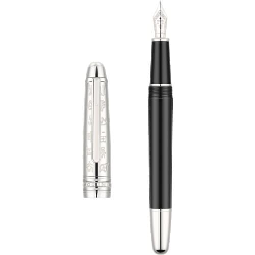 Retro Moonman P135 Metal Resin Fountain Pen Beautiful Oracle Cap Pearl Top EF/Small Bent Nib Black Writing Office Gift Ink Pen