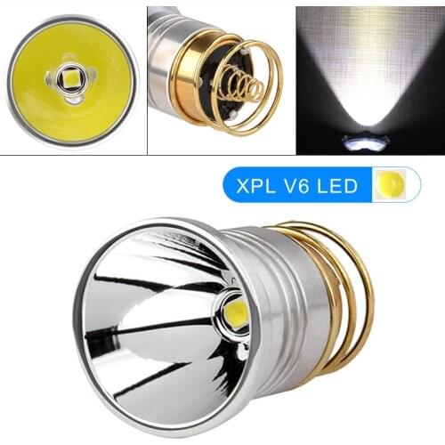 SecurityIng Flashlight Bulbs 800 Lumens 26.5mm 3V-8.4V LED Replacement XPL V6 Smooth Reflector P60 Drop-in Lamp Flashlight Parts