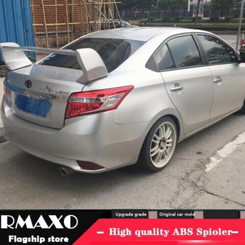 For Yaris sedan Spoiler 2014-2017 Toyota Vios FD2 Spoiler 3DCK ABS plastic Material Car Rear Wing Color Rear Spoiler