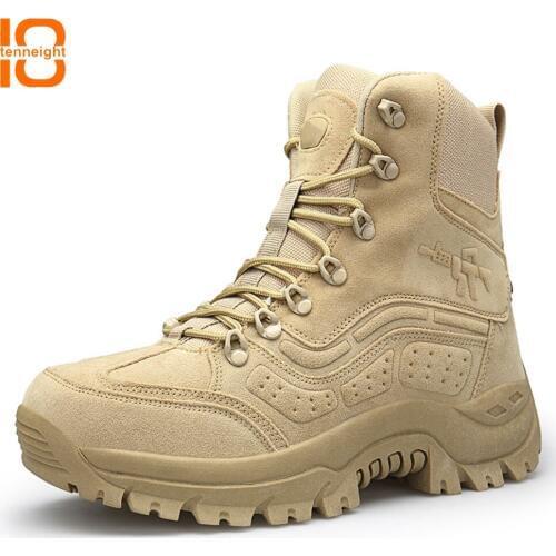 TENNEIGHT Hiking Climbing Shoes Men Special Force Tactical Boots Breathable Waterproof Combat Army Boots Sports Sneakers men
