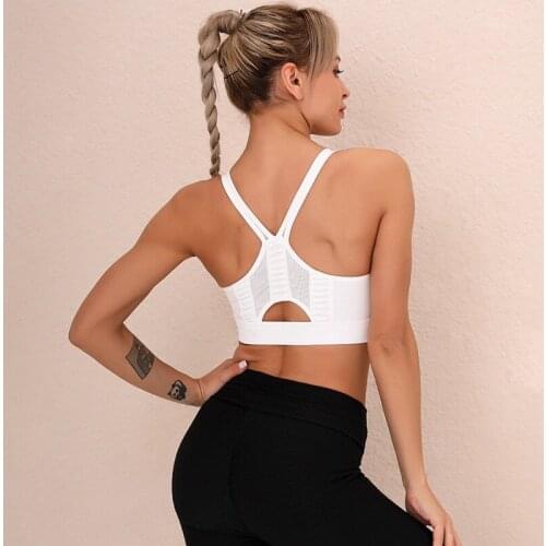 Shockproof Wireless Sports Bra Mesh Beautiful Back Top Women Quick Dry Yoga Bra Push Up Running Gym Fitness Vest Bra Lady