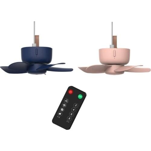 5V Remote Control Timing USB Ceiling Fan Air Cooler 4 Speed Fan for Bed Camping