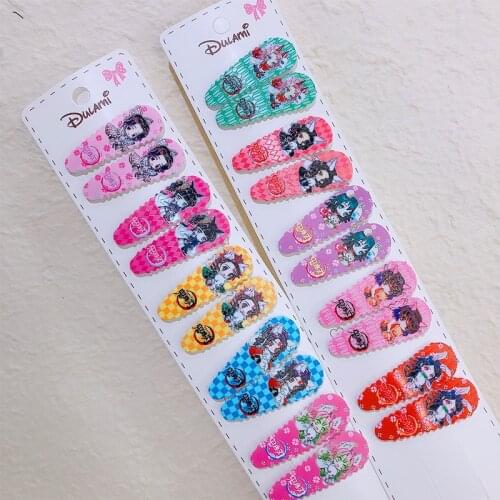 2Pcs Anime Demon Slayer Barrettes Kimetsu no Yaiba Hairpins Cute Cartoon Hair Bangs Clips Headwear Accessories Type Random