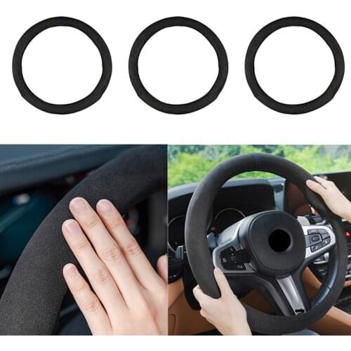 14.9inch Suede Cow Leather for BMW E90 F01 F06 F10 F15 F16 F20 F21 F25 F26 F30 F32 F82 Car Steering Wheel Cover Hollow Pattern