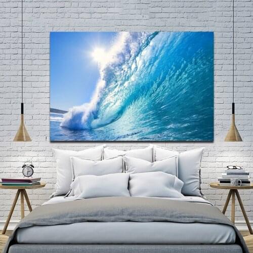 Sun Wave Nature Scenery Canvas Painting Print Living Room Home Decor Modern Wall Art Oil Painting Poster Salon Pictures Artwork