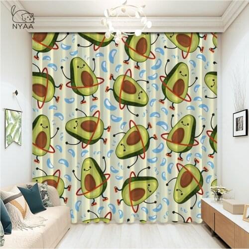 Green Avocadoes Room Curtain Home Hotel Rope Curtains For Children Bedroom Baby Drapes Cafe Office Panel Curtains Micro Shading
