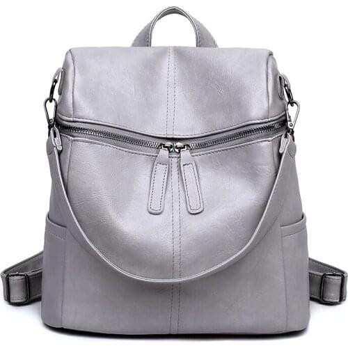 High Quality Women Backpack Fashion Simple Soft PU Leather Small Bagpack Ladies Solid Retro Leisure Travel Knapsack Bag Pack