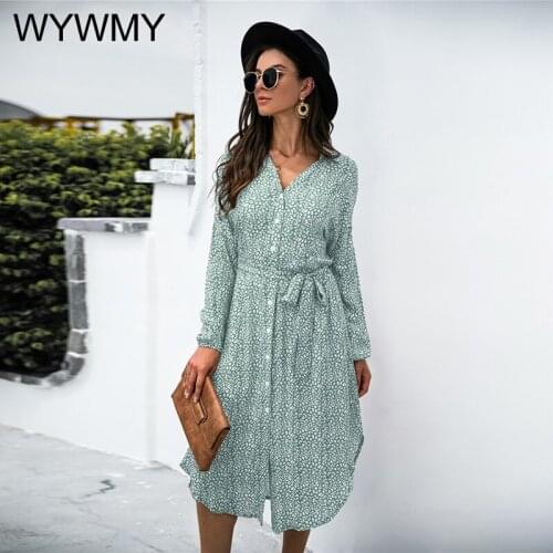 2021 Spring Autumn New Long Sleeve Leopard Print Shirt Dress Women Casual Split Long Sleeve Boho Style Holiday Dresses Vestidos