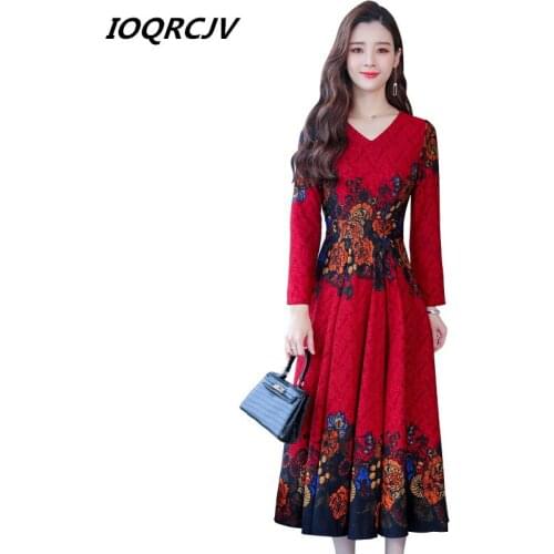 2019 Autumn New Arrival Women Dress Print Floral Elegant Dress Plus Size Casual Long Sleeve Dresses Ladies Female Vestido L238