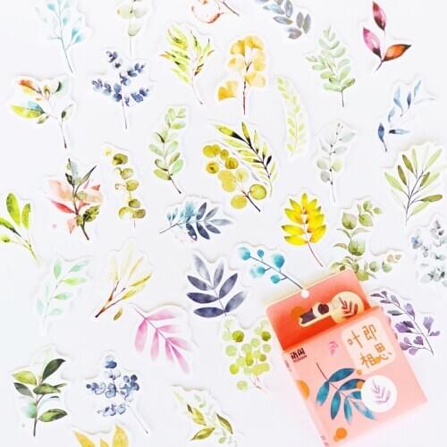 1 Box ( 50 pcs stickers ) Beautiful Autumm Colorful Leaf Notebook Diary Stickers Decorative Sticker