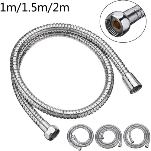 1m/1.5m/2m Stainless Steel Flexible Bathroom Bath Shower Head Hose Pipe Washers Flexible Shower Head Hose Plumbing Hoses