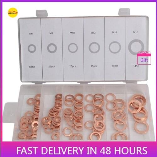 110PCS Copper Gaskets Gasket Copper Flat Gasket Sealing Ring M6 M8 M10 M12 M14 M16