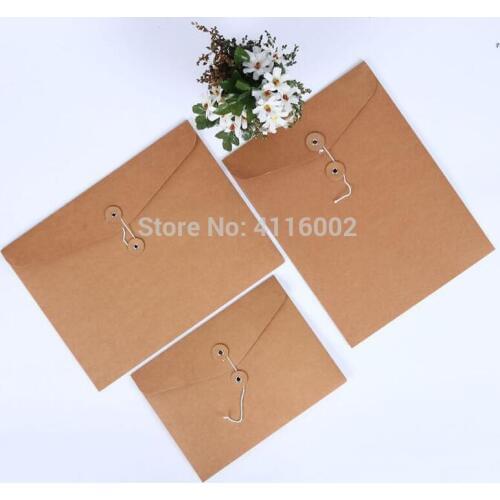 200pcs blank A4 / A5 thick kraft envelope,vertical A4 paper documents bags thick kraft file envelope bags Horizontal