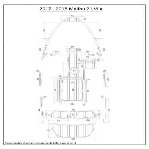 2017 - 2018 Malibu 21 VLX Swim Step & Cockpit Pad Boat EVA Teak Decking 1/4" 6mm