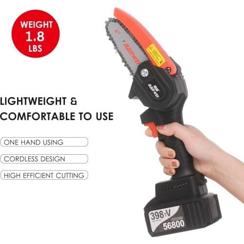 21V Mini Cordless Chain Saw 4-Inch Electric Brushless Pruning Saw 4.0A Lithium Battery Powered Tree Branch Pruner Pruning Shears