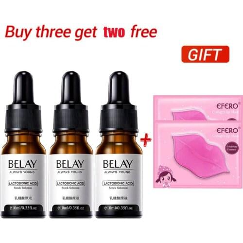 3pcs Lactobionic Acid Shrink Pores Facial Serum Anti Wrinkle Remove Fine Lines Whitening Anti-Oxidation Firming Pores Skin Care