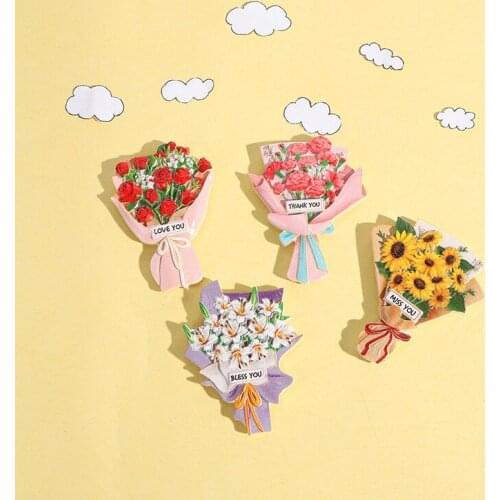 3D Sunflower refrigerator Magnets Art stickers Cute Souvenir Gifts Fridge Message Memo Kitchen Magnetic beads Stationery Toy