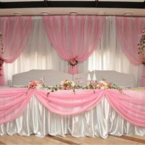 3x6m White and hot pink Wedding Backdrop,stage curtain wedding decoration