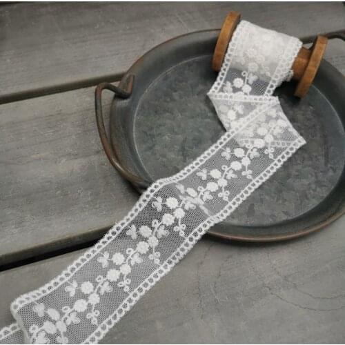 4 Meters/lot 3.5cmCM Width High Embroidery Guipure Trim Design Embroidered White Lace Fabric Tulle Lace French Lace