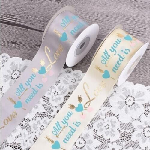 40mmx10 yard/25mmx10 yard all you need in love Valentines day gift wrapping ribbon exquisite gift box packaging decorative