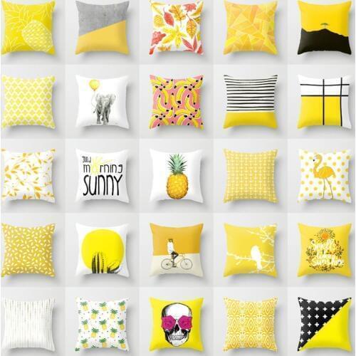 45 x 45cm Yellow Striped Pillowcase Geometric Waist Throw Cushion Pillow Cover Soft Cool Pillow Case Bedroom Home Officedecor