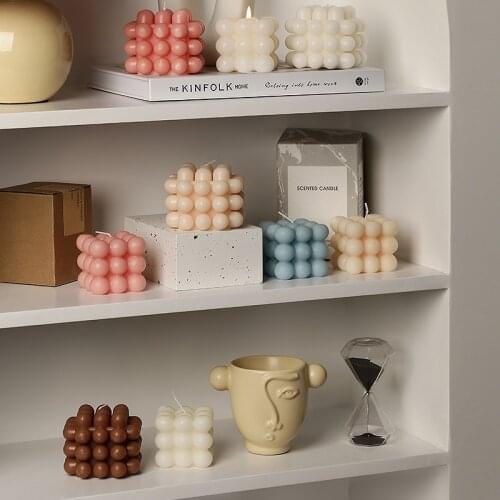 Nordic Style Scented Candle Rubiks Cube Shape Home Decoration Small Ornaments Bedroom Fragrance Candles Aromatherapy