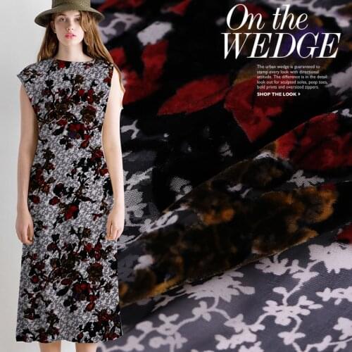 European and American autumn new burnt-out velvet pure silk fabric silk flocking fabric clothing cheongsam fabric senior cloth