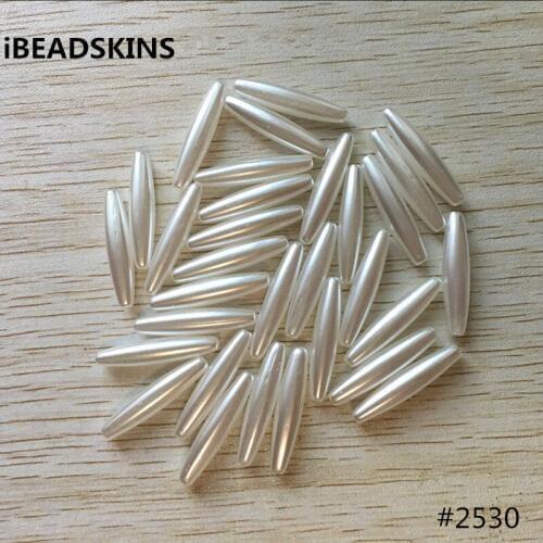 White color 28x6mm 900pcs/lot Acrylic Imitation pearl tubular shape Beads for Jewelry DIY #2530(Design as shown)