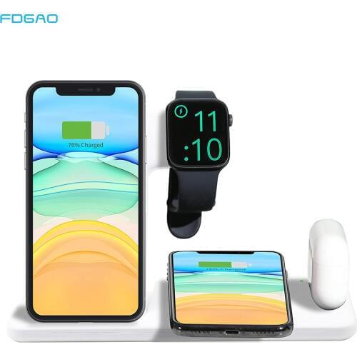 4 in 1 Wireless Charging Dock Station For Apple Watch 5 4 3 iPhone X XS XR 11 Pro 8 Airpods Pro 15W Qi Fast Charger Stand Holder