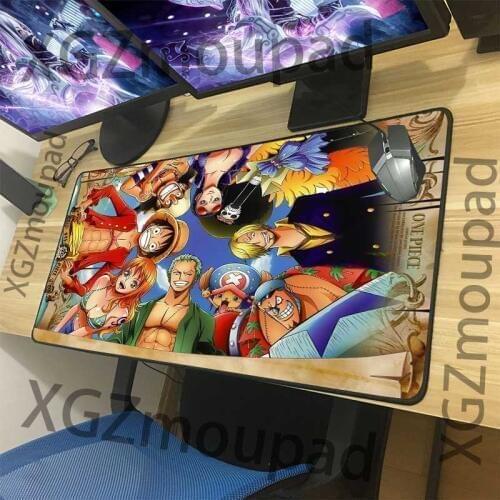 XGZ Large Gaming Mouse Pad Black Lock Edge Anime One Pieceluffy Poster Computer Desk Mat Rubber Non-slip for Lol Csgo Dota Gamer