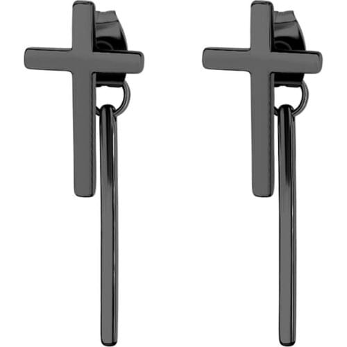 BONISKISS 2020 New Women Men Fashion Stainless Steel Earrings Punk Style Cross Pendant Mujer Moda Earring Ear Jewelry