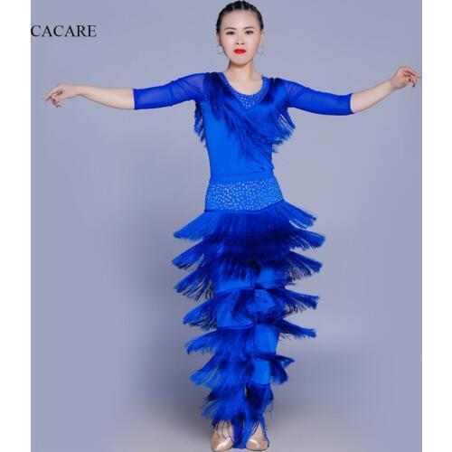 Latin Dance Pants Women Latin Dress Salsa Standard Dance Pants 3 Colors D0429 with Tassels Rhinestones