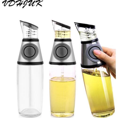 Drop shipping Retail box 500ML Press Type Olive Oil Bottle Measurable Condiment Bottle Multifunctional Vinegar Sauce Bottles