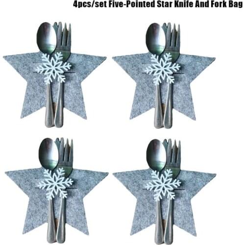 4Pcs 15cm New Christmas Decoration Restaurant Hotel Layout Non-Woven Old Man Snowman Christmas Knife And Fork Bag Cutlery Cover