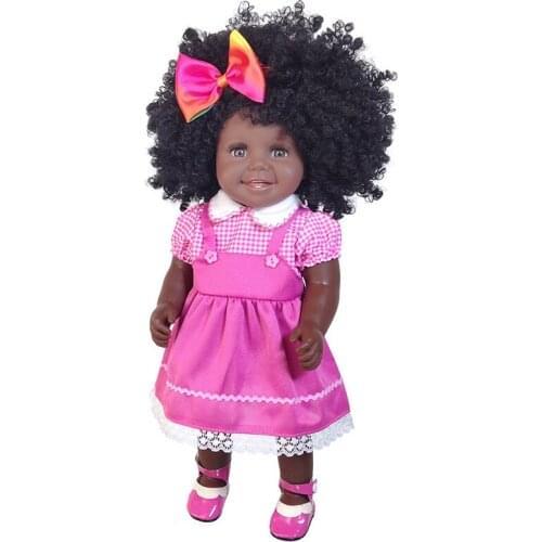 Black baby dolls pop green African 18inch bebe reborn silicone vinyl 45cm newborn poupee boneca reborn kids toddler doll