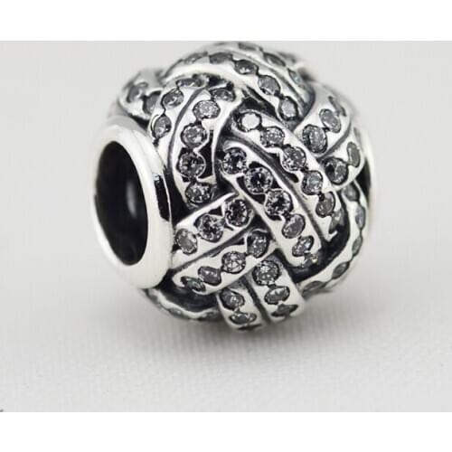 CKK 925 Sterling Silver Jewelry Love knot Silver Charms With Original DIY Beads Fits Bracelets For Jewelry Making